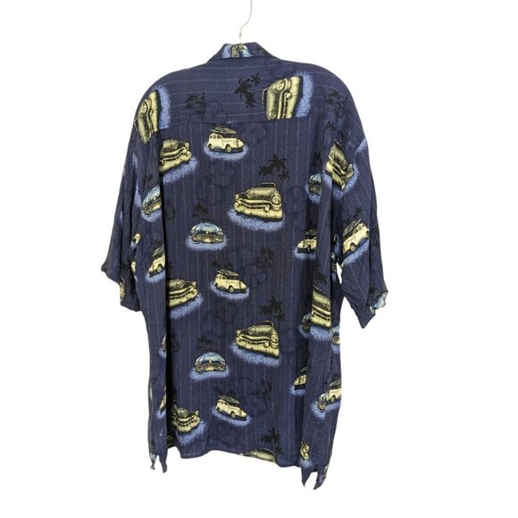 HB Sport Harbor Bay Vintage Hawaiian Shirt Mens 2XLT 2XL Tall Car Print Blue - Picture 2 of 6
